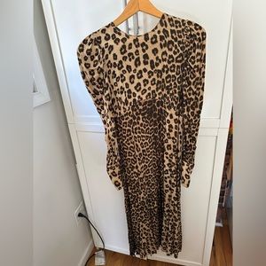 Zara leopart print dress long sleeve with ruching